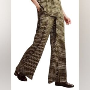 $90 Banana Republic Printed Pull-On Pant Flat Front Geometric Black SZ S